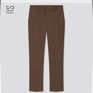 EUC Uniqlo Smart Ankle Pants 2-Way Stretch in Dark Brown Plaid